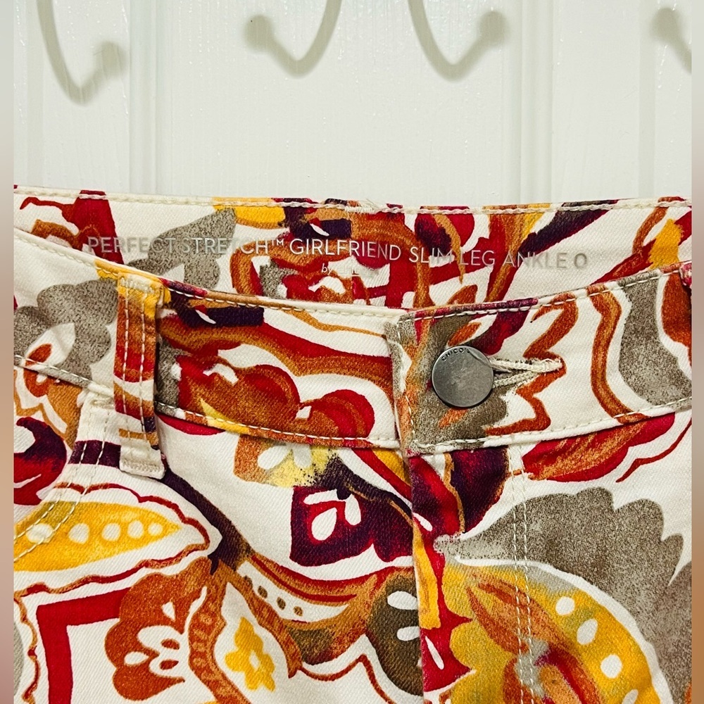 CHICO’S Girlfriend Slim Leg Ankle Jeans Paisley Print - Picture 4 of 7